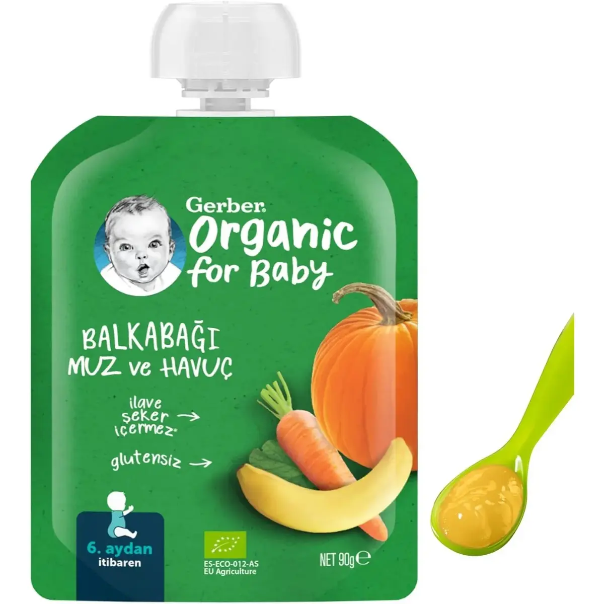 Gerber Organik Balkabaklı Muzlu Havuçlu Meyve Püresi 90 gr*2