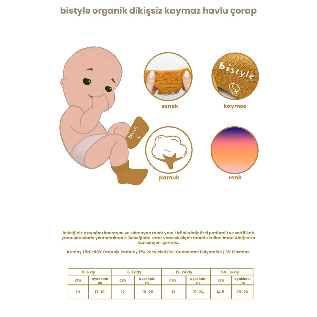 Bistyle Çorap Soket Havlu 2li Kaymaz Point Girl Nil