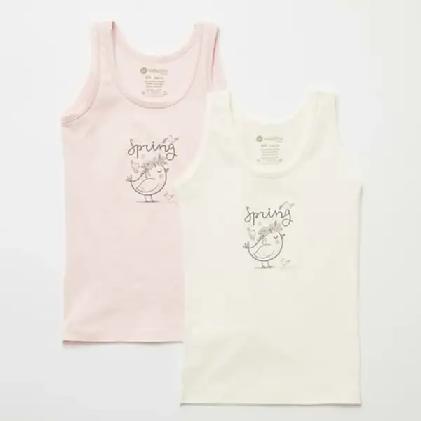 Natuline Organik Atlet Likralı Spring Bird 2li Pembe - Ekru