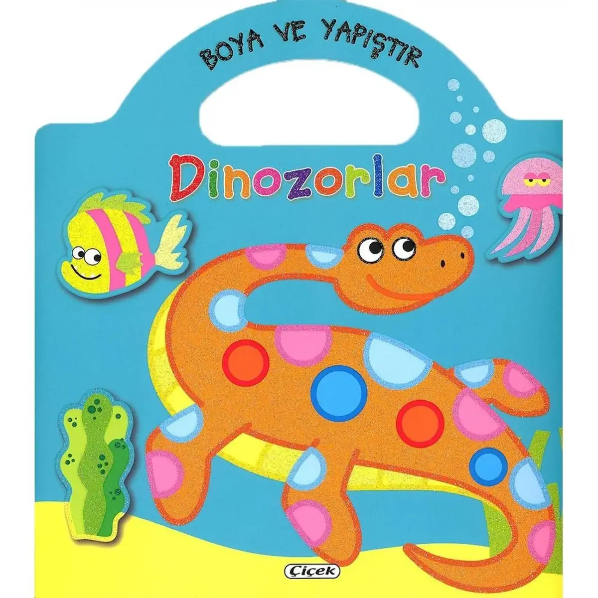 Çiçek Boya Ve Yapıştır Dinozorlar Yeşil