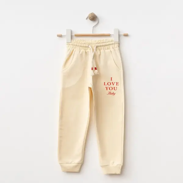 Winimo Eşofman Altı I Love You Baskılı Bej