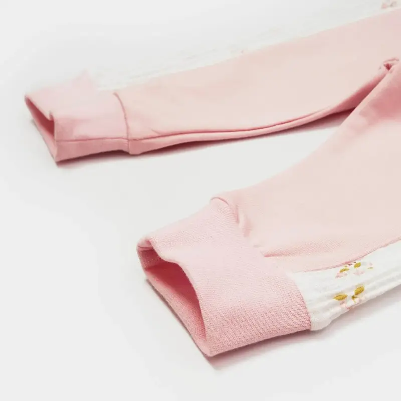 Bibaby Organik Pantolon Patiksiz The Flowers Ekru - Pembe