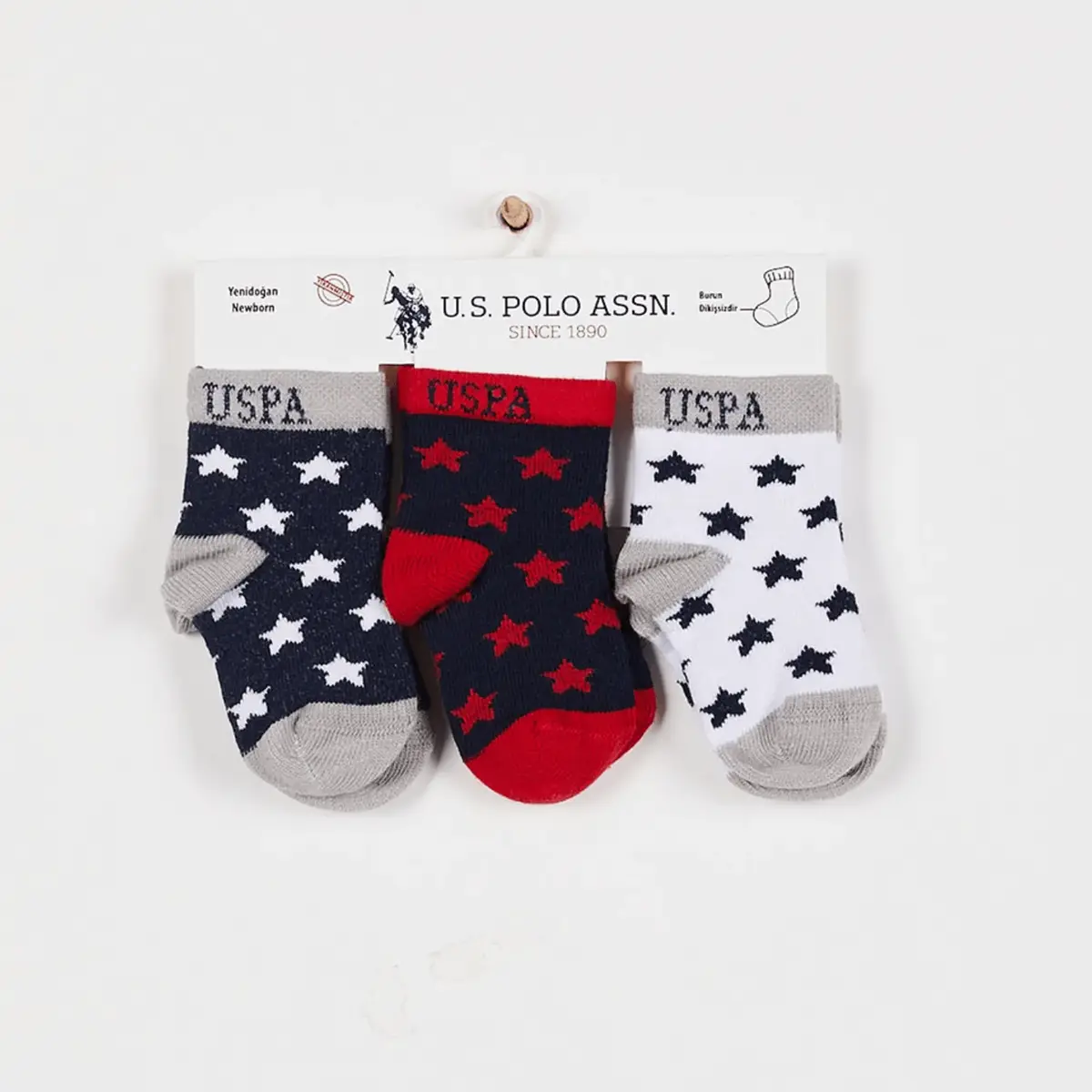 U.S. Polo Çorap Soket Gri - Beyaz