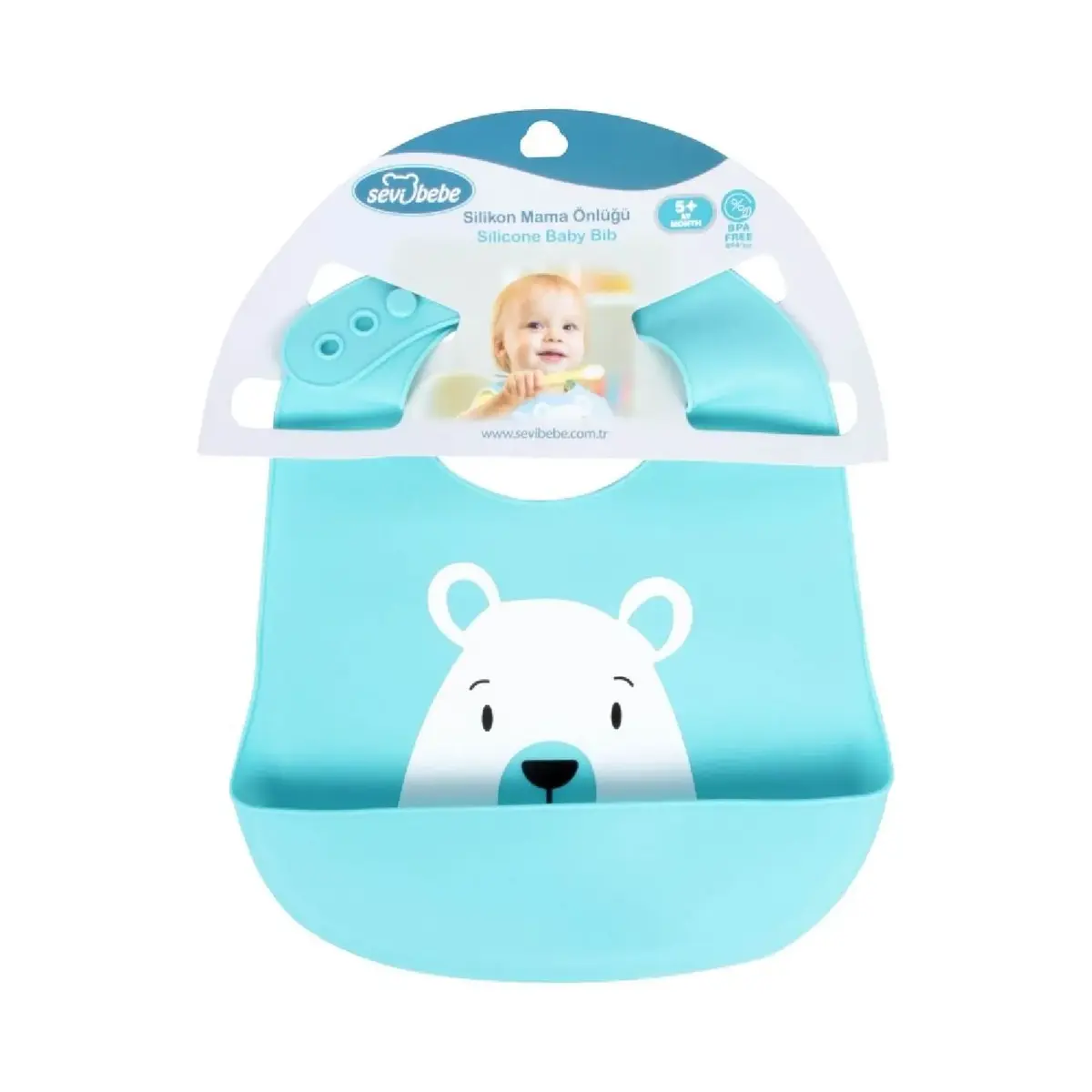 Sevi Bebe Ayarlanabilir Silikon Mama Önlüğü Mavi