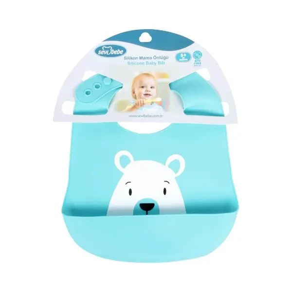 Sevi Bebe Ayarlanabilir Silikon Mama Önlüğü Mavi