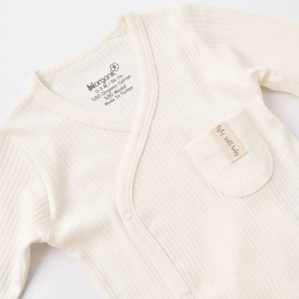 Bibaby Organik Body Kruvaze Eldivenli Soft Modal Ekru