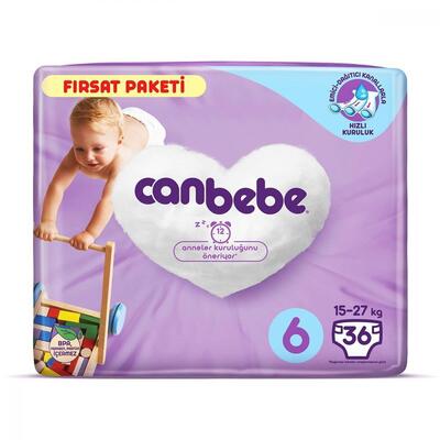 Canbebe Bebek Bezi 6 Beden Extra Large 15+ Kg 36lı Fırsat Paketi