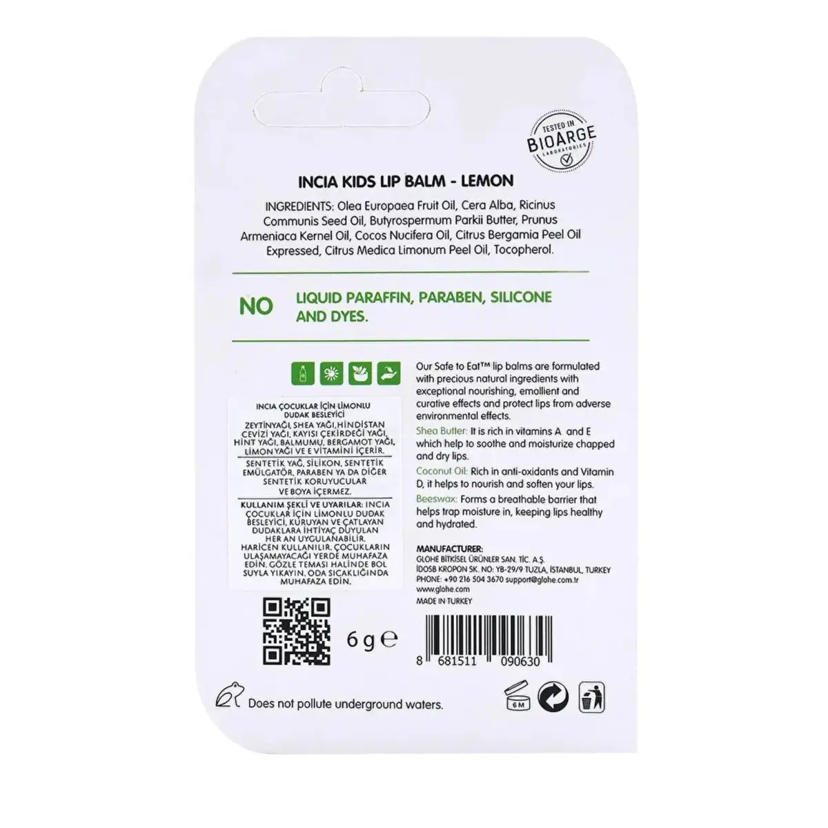 Incia Kids Limonlu Dudak Besleyici 6gr