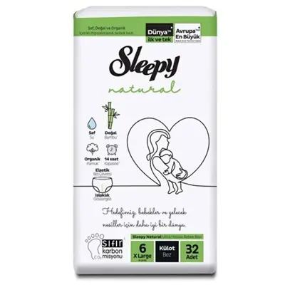 Sleepy Natural Külot Bebek Bezi 6 Beden XLarge 32li