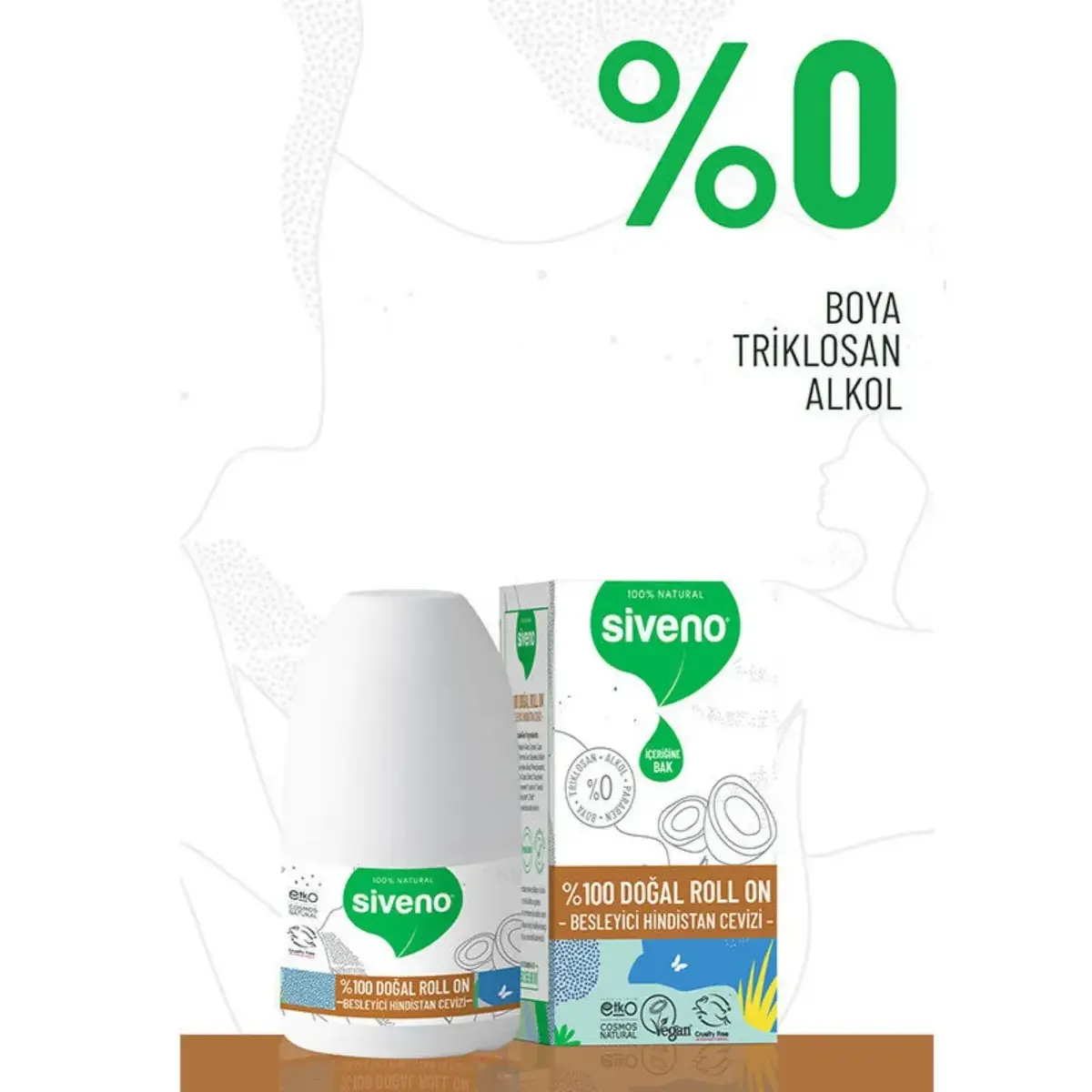 Siveno %100 Doğal Roll-On Besleyici Hindistan Cevizi 50 ml 