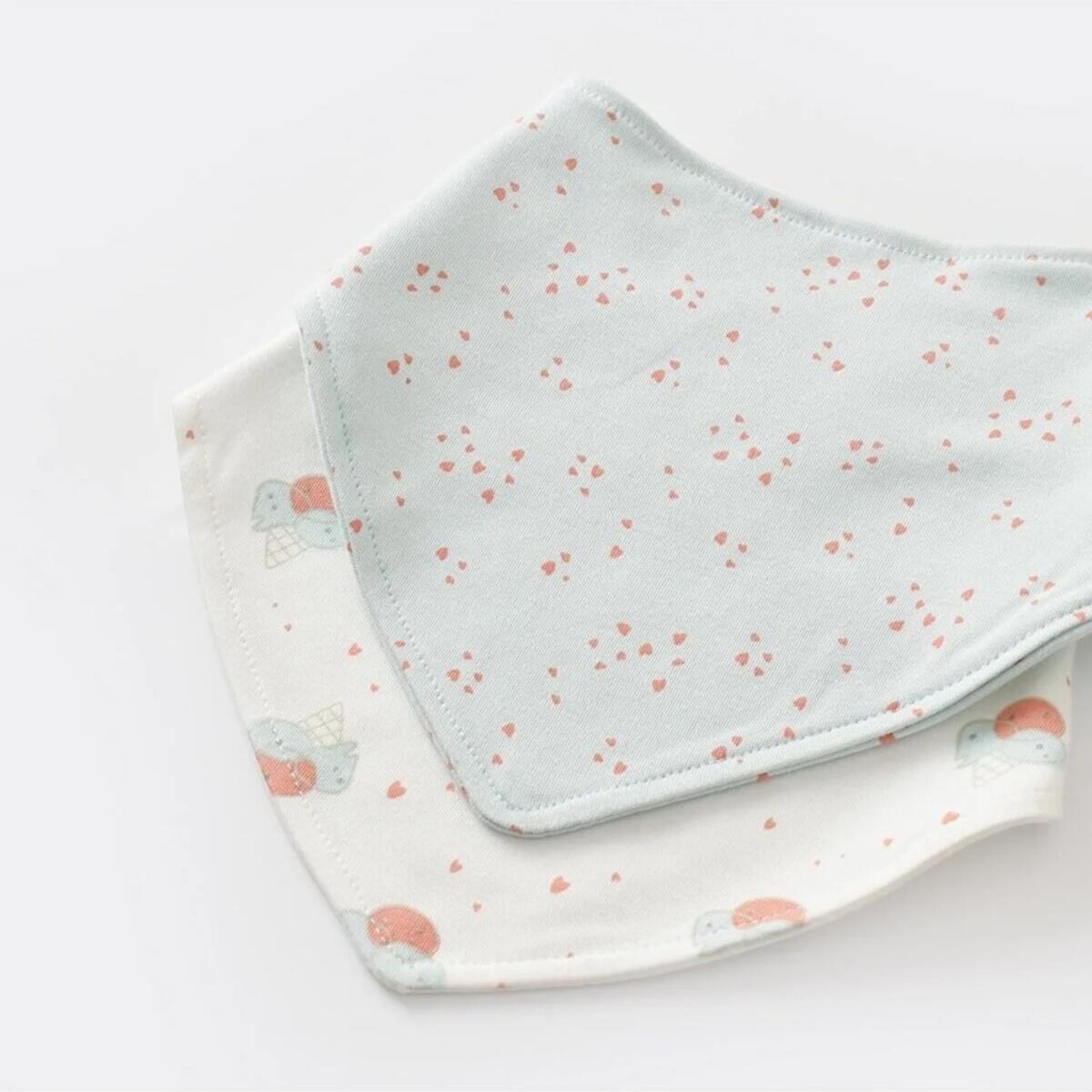 Bibaby Organik Fular Önlük 2li Pretty Ears Bunny Mint - Ekru