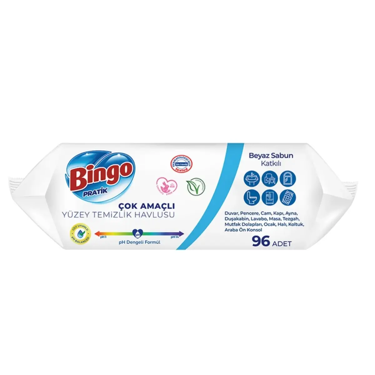 Bingo Yüzey Temizlik Havlusu Beyaz Sabun 96lı x3