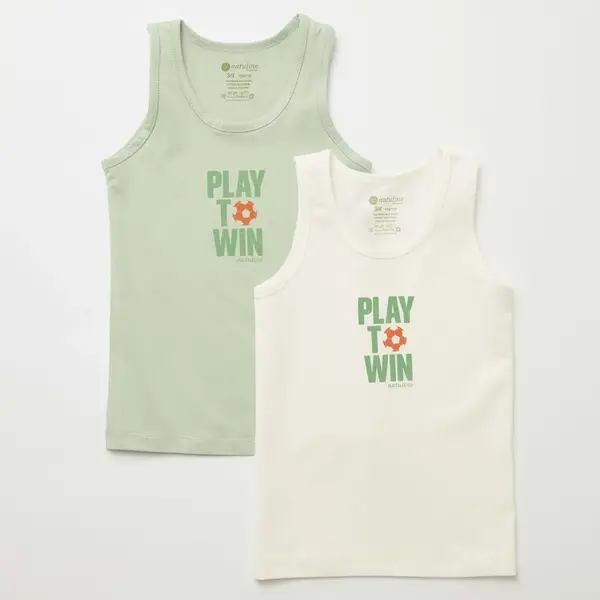 Natuline Organik Atlet Likralı Play To Win 2li Çağla Yeşili - Ekru