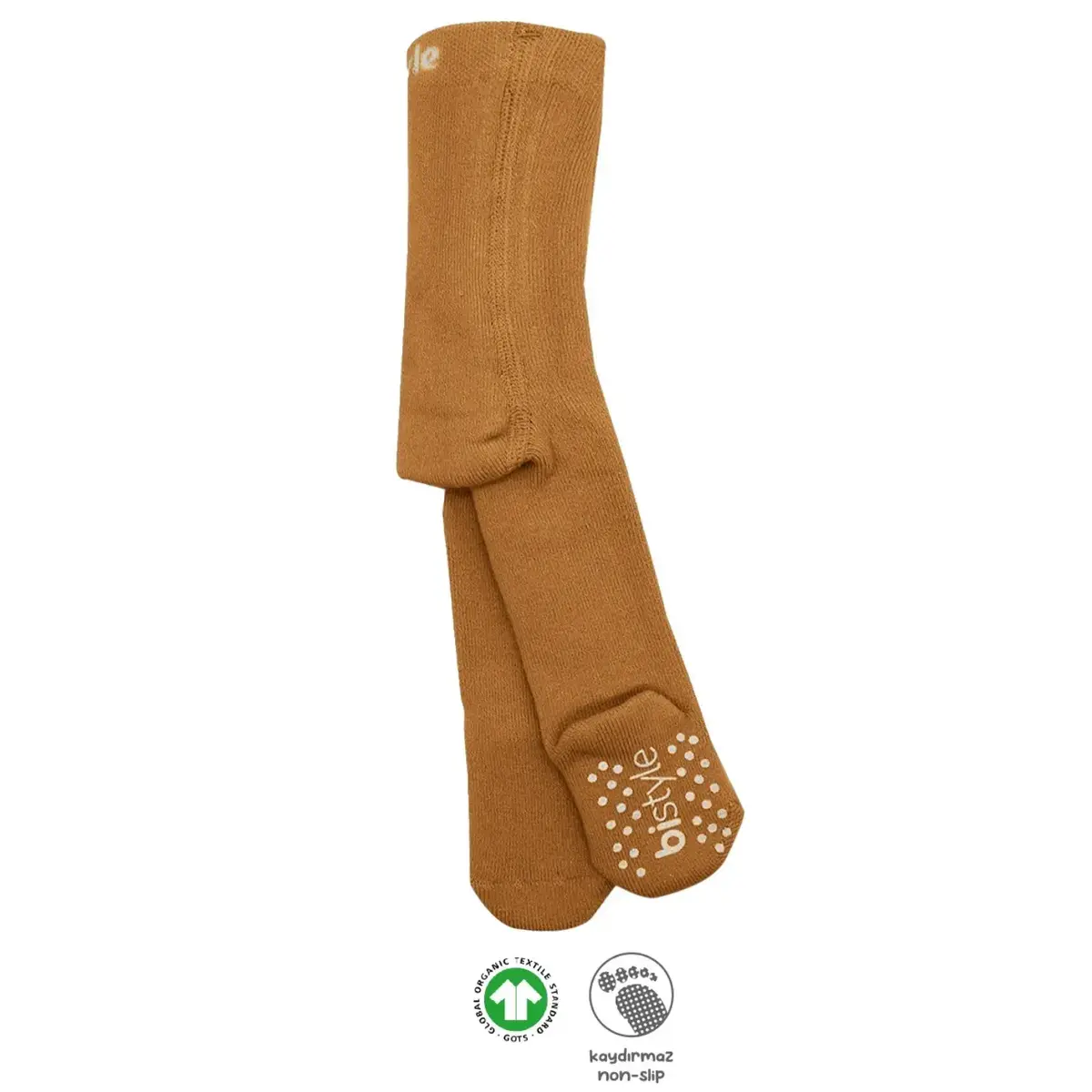 Bistyle Organik Çorap Külotlu Kaymaz Havlu  Hardal