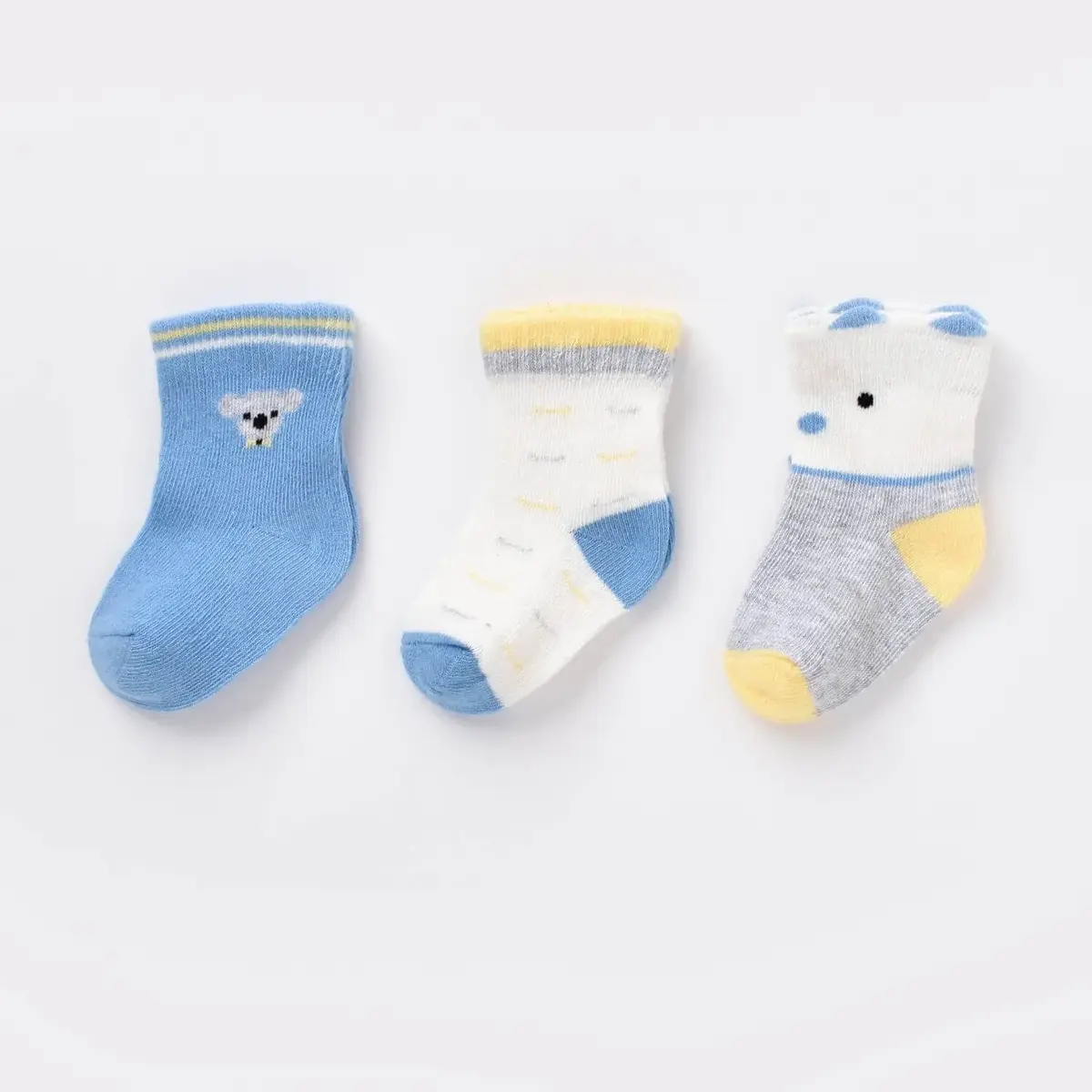 Bibaby Organik Çorap Soket 3lü Papyonlu Koala Mavi