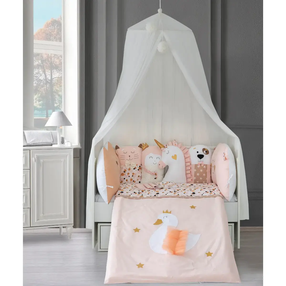 Pierre Cardin White Swan 75*130 Bebek Uyku Seti