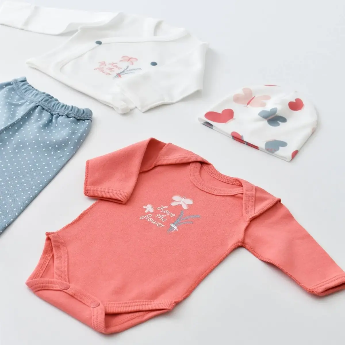Bibaby Organik Zıbın Takımı Wild Flowers Prematüre Spring Blue