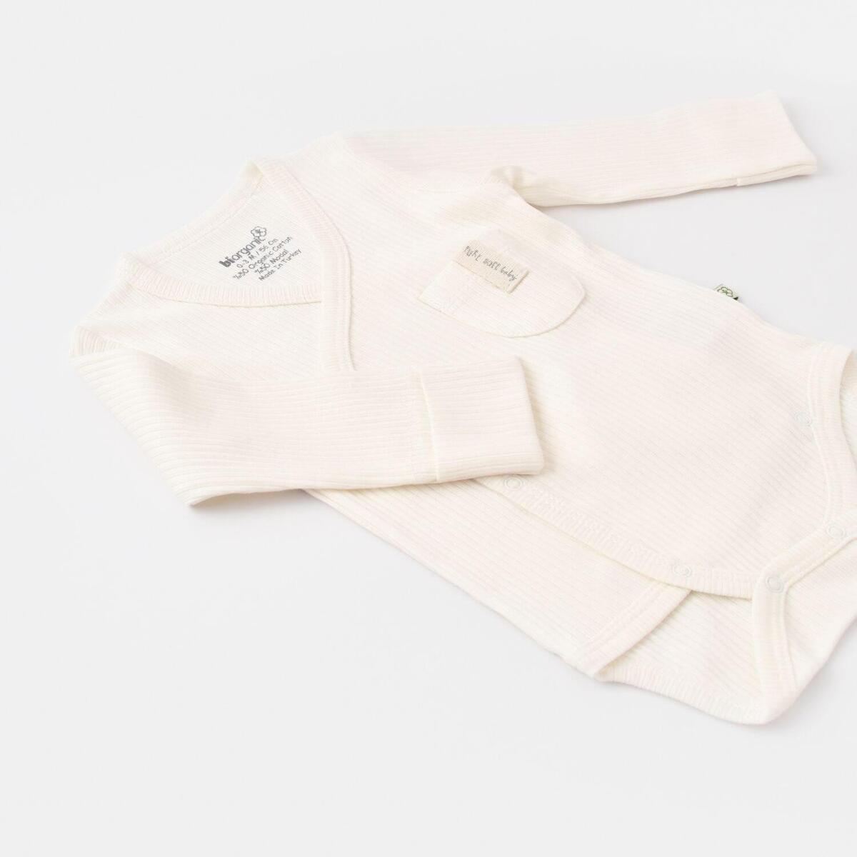 Bibaby Organik Body Kruvaze Eldivenli Soft Modal Ekru