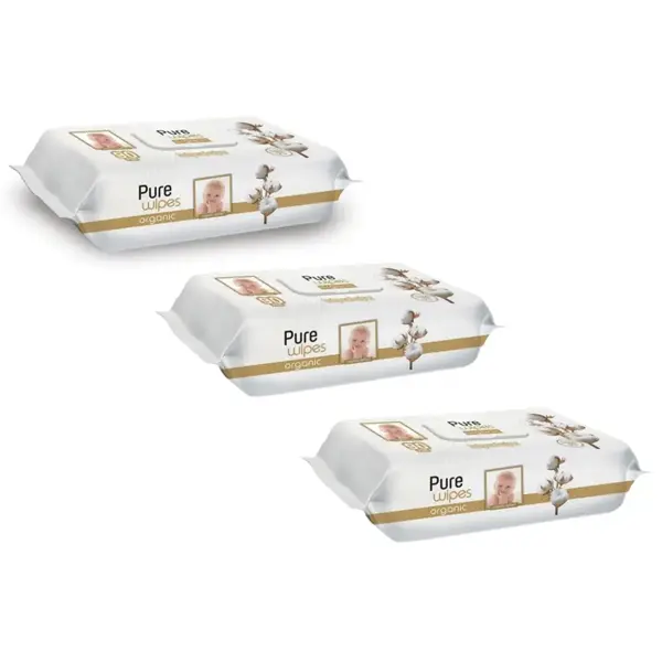 Pure Baby Organik Pamuklu Bebek Islak Havlu 90lı*3