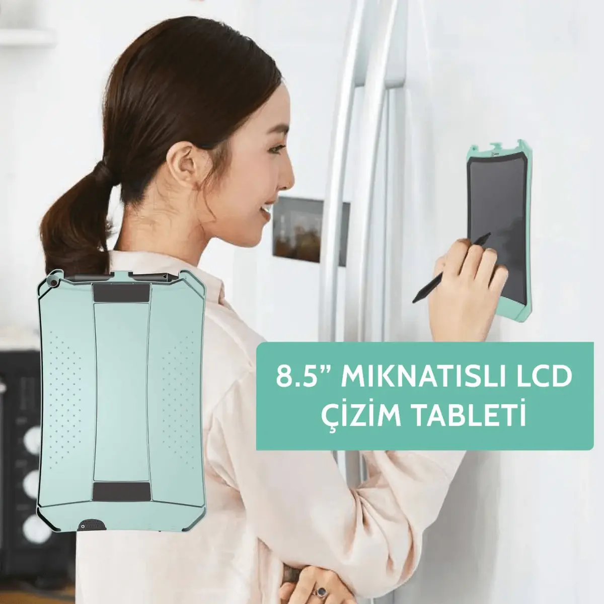 Wicue LCD Dijital Mıknatıslı Renkli Çizim Tableti 8,5" Su Yeşili