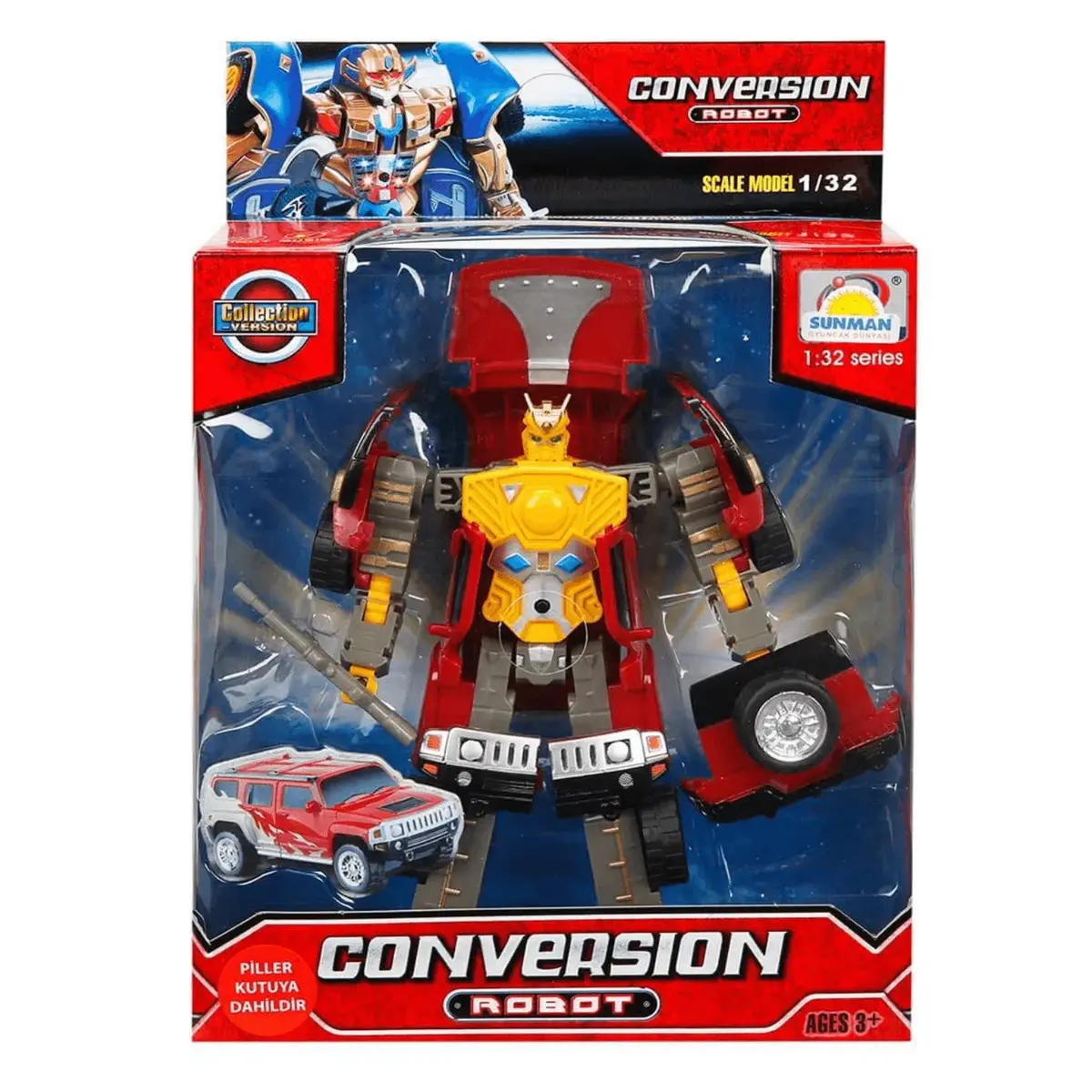 Sunman Robot Araca Dönüşebilen Sesli ve Işıklı  1/32