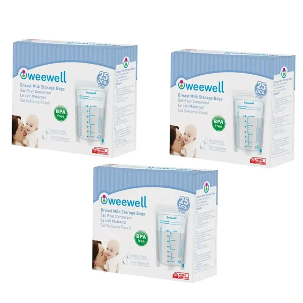 Weewell WMS825R3 Süt Saklama Poşeti 25'li 3'lü Set