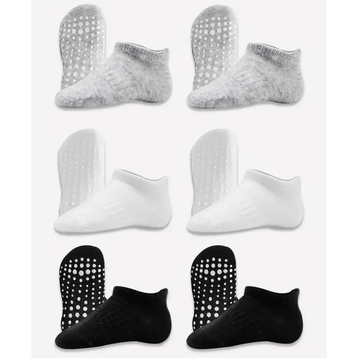 Bibaby Çorap Sneakers Bistyle 6lı Kaymaz Penye Gri