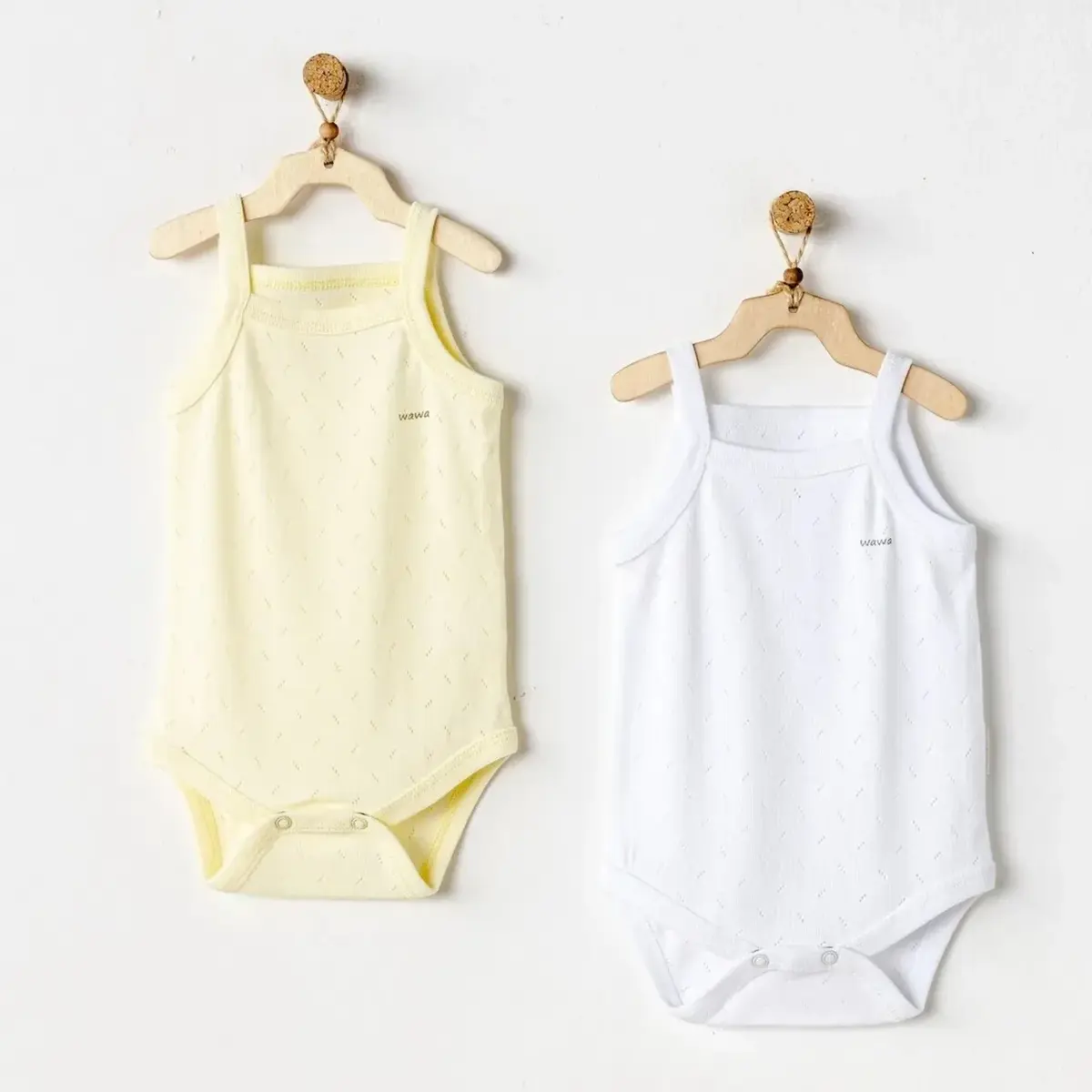 Andy Wawa Body İp Askılı 2li Jacquard Basic Sarı - Beyaz Andy Wawa Body İp Askılı 2li Jacquard Basic Sarı - Beyaz
