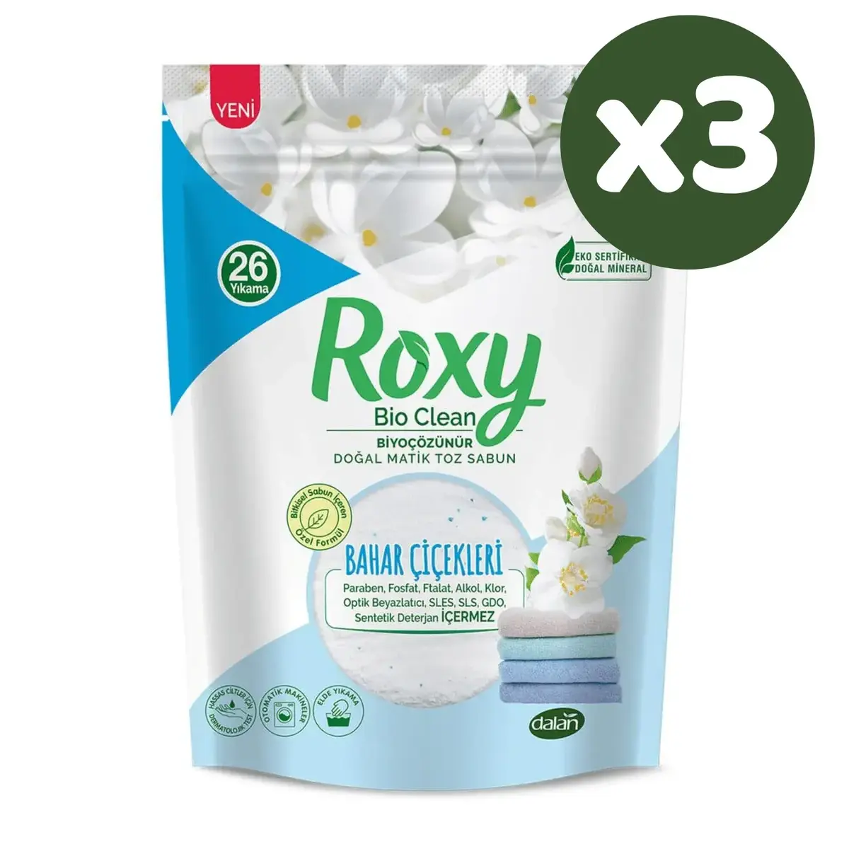 Dalan Roxy Matik Toz Sabun Bahar Çiçekleri 800 gr x 3 Adet