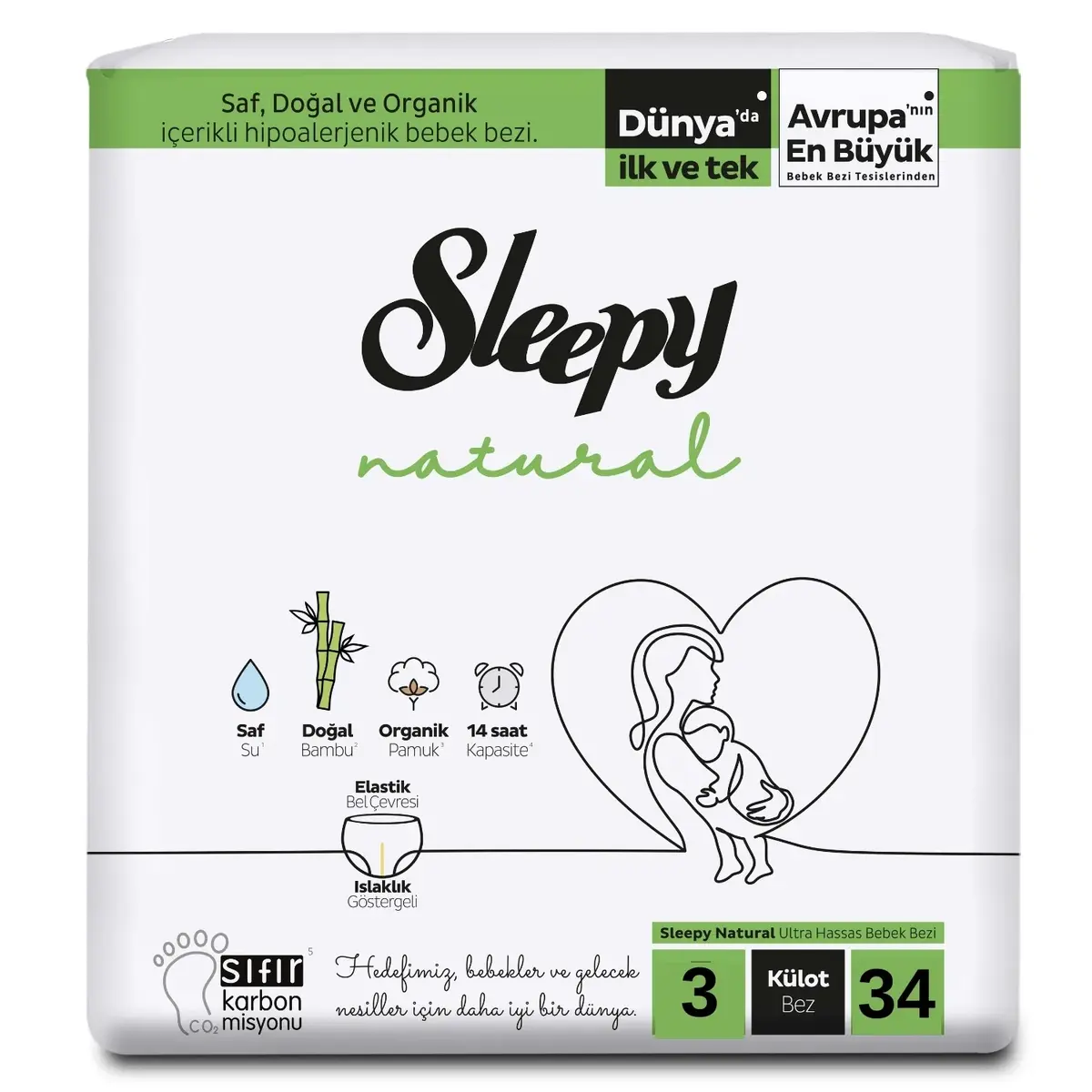 Sleepy Natural Külot Bebek Bezi 3 Beden Midi 34lü