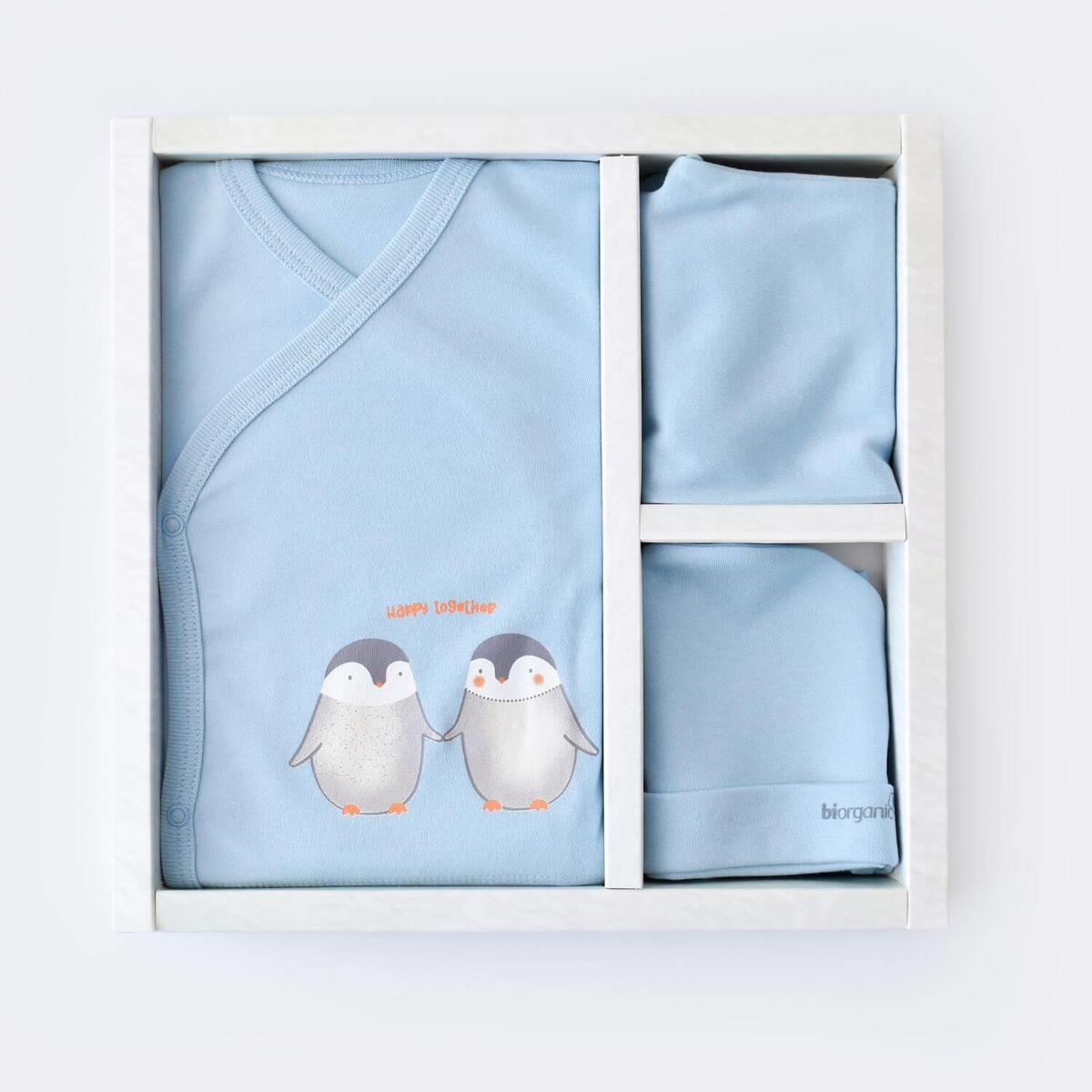 Bibaby Organik Hastane Çıkışı 5li Hello New Penguins Mavi