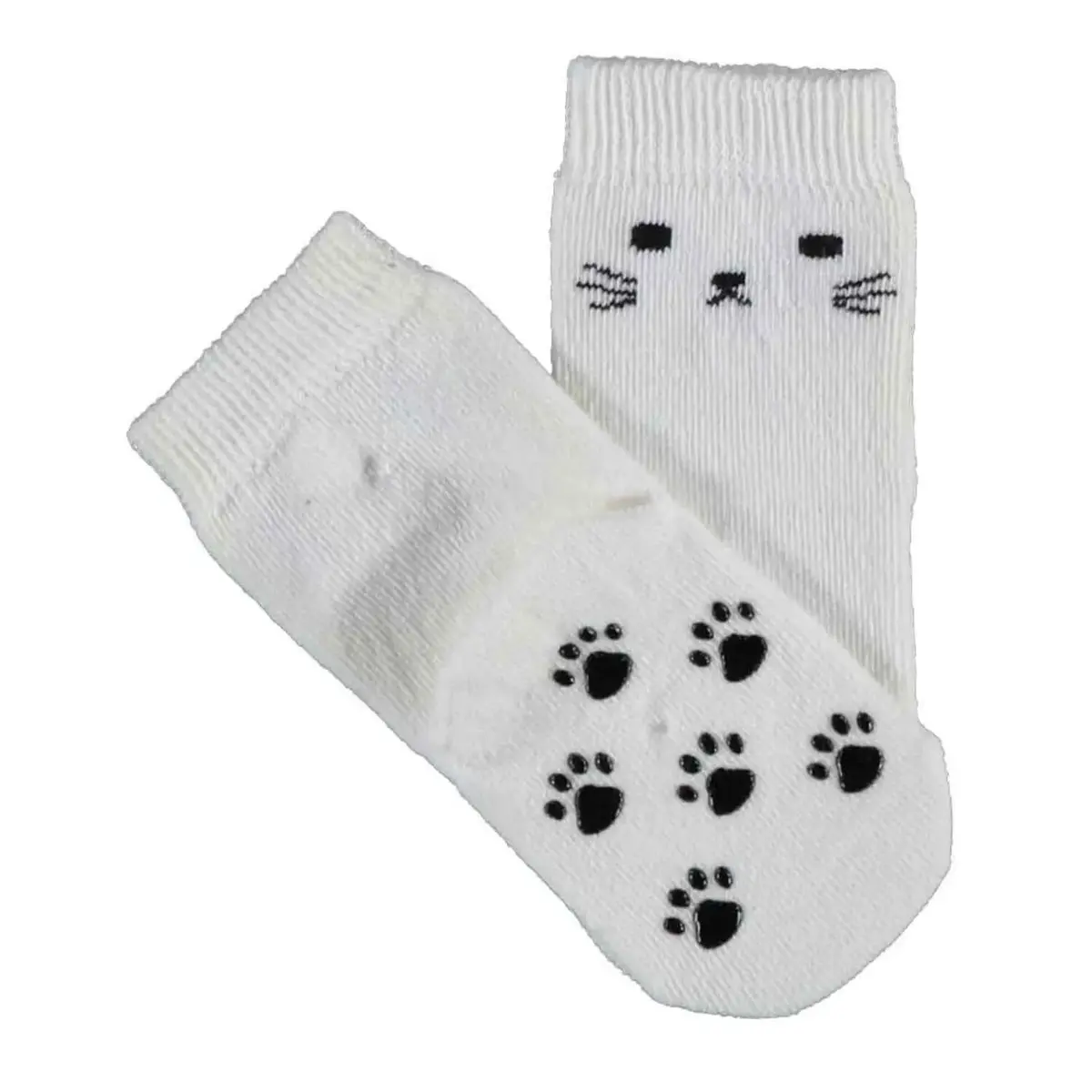 Bibaby Organik Çorap Soket Kaymaz Cats Ekru