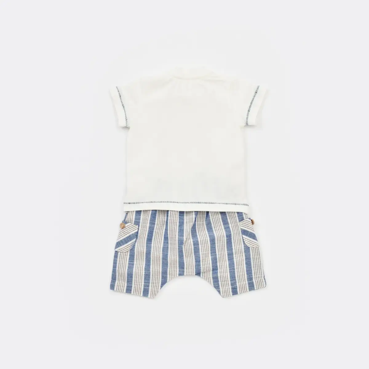 Bibaby 2li Takım Şortlu Stripe Sytle Lacivert - Bej