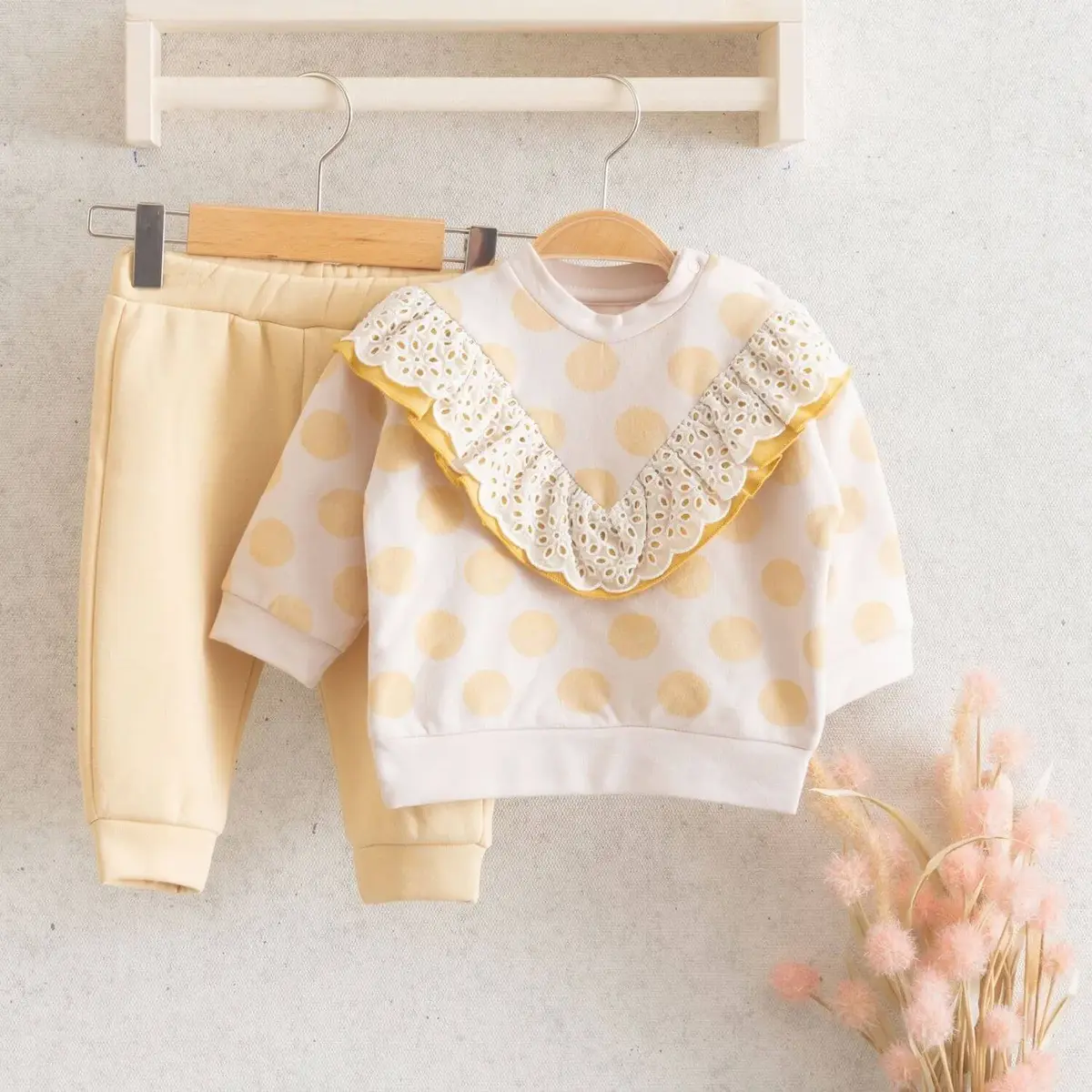 Miomini 2li Takım Üçgen Robalı Puanlı Sarı