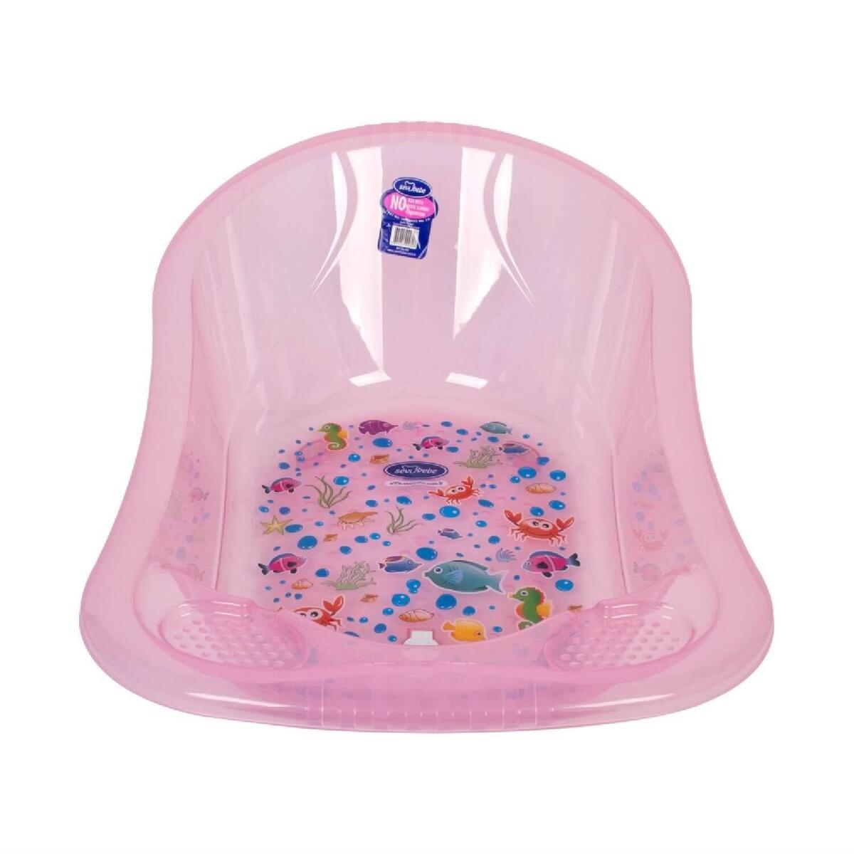 Sevi Bebe Giderli Bebek Banyo Küveti Desenli Şeffaf Pembe (Yeni)