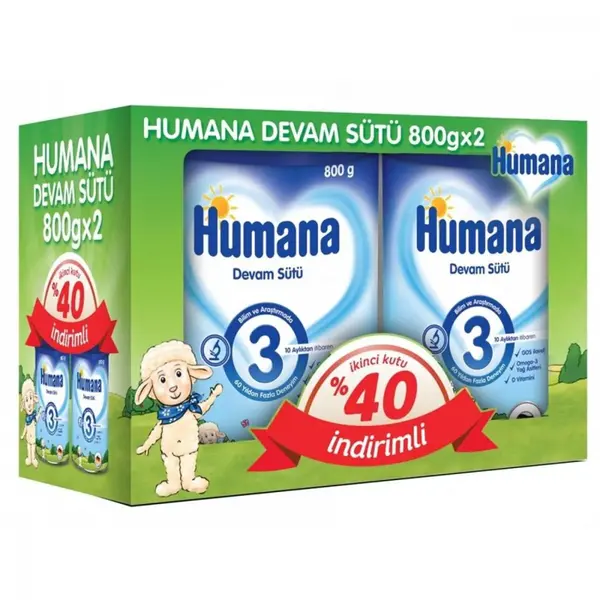 Humana 3 Numara Devam Sütü 2x800 gr Metal Kutu