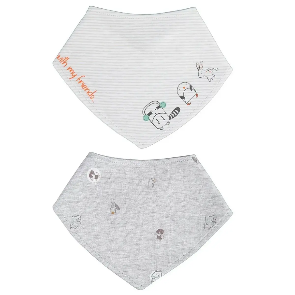Bibaby Organik Fular Önlük 2li Baby Friends Ekru Melanj
