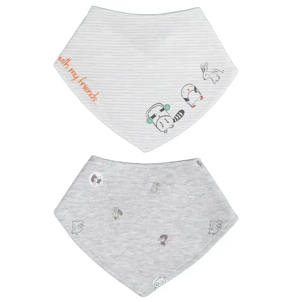 Bibaby Organik Fular Önlük 2li Baby Friends Ekru Melanj
