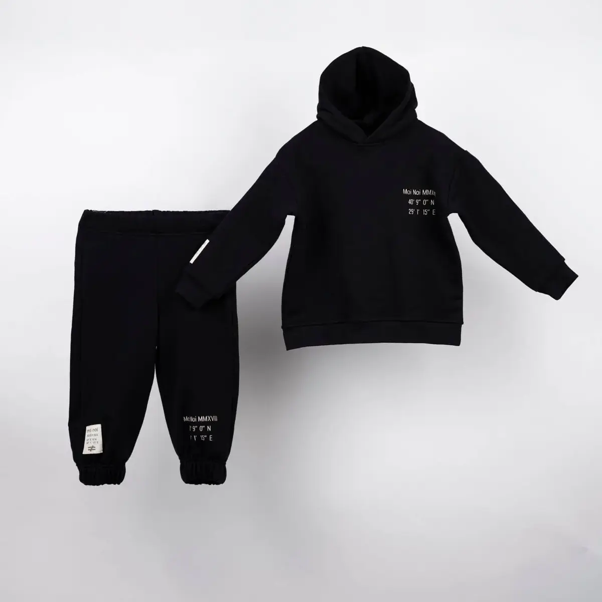 Moi Noi 2li Takım Kapüşonlu Basic Siyah