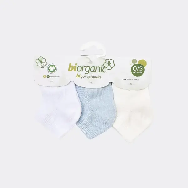 Bibaby Organik Çorap Soket 3lü Summer Mavi