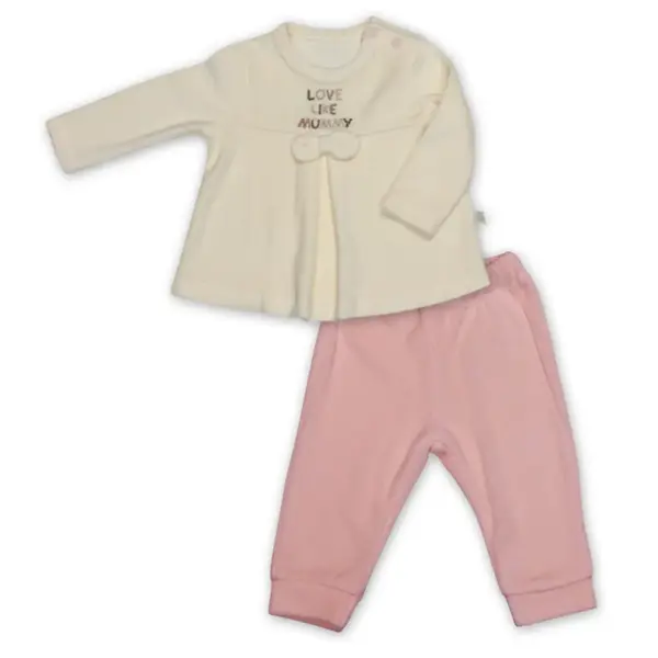 Bistyle 2li Takım Kadife I Love Mommy Pembe
