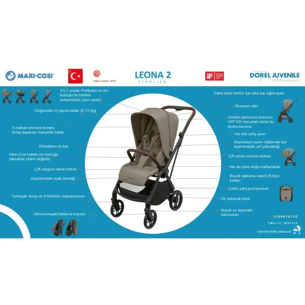 Maxi-Cosi Leona2 Bebek Arabası Twillic Truffle