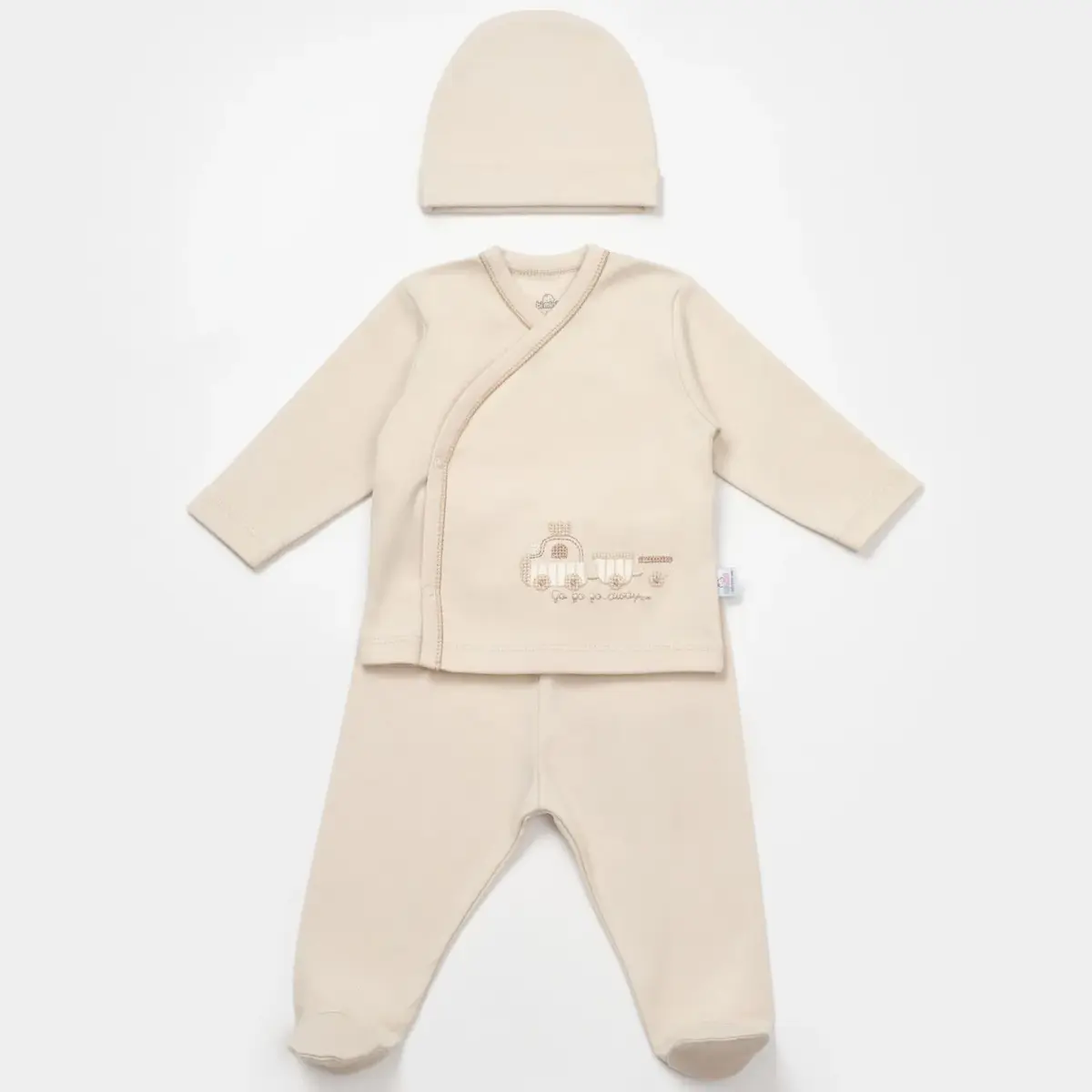 Bibaby Zıbın Takımı 3lü Canvas Flowers Boy Baby Latte Bibaby Zıbın Takımı 3lü Canvas Flowers Boy Baby Latte