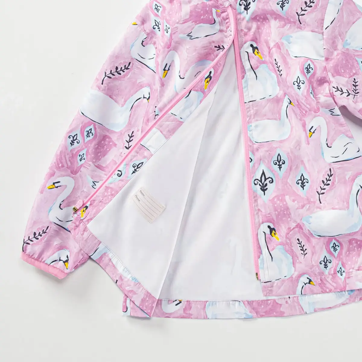 Midimod Yağmurluk Kuğu Baskılı Pembe