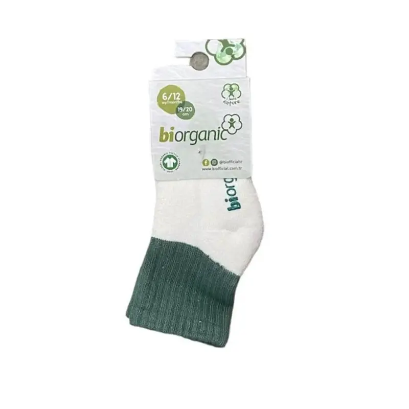 Bibaby Organik Çorap Soket Kaymaz Havlu 2li  Ekru - Nil