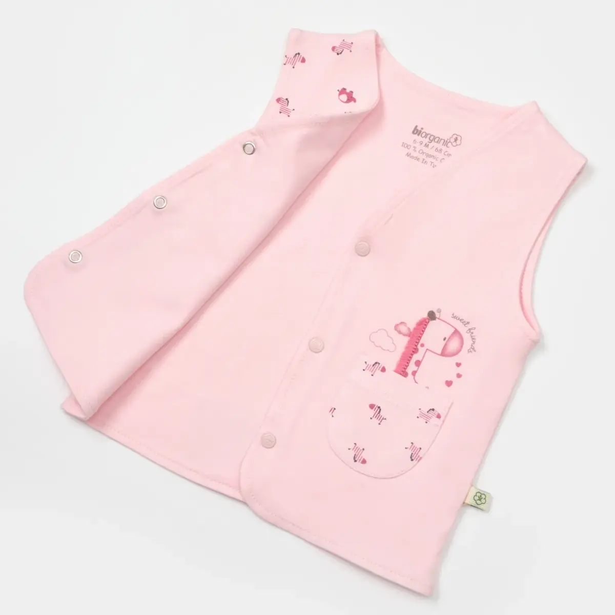 Bibaby Organik Yelek Sweet Friends Pembe