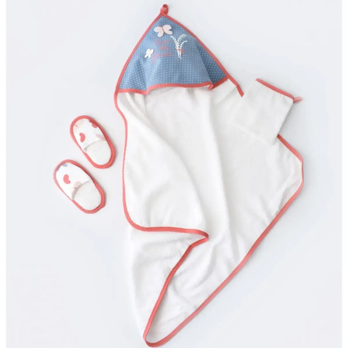 Bibaby Organik Bebek Bornoz Takımı Wild Flowers Coral