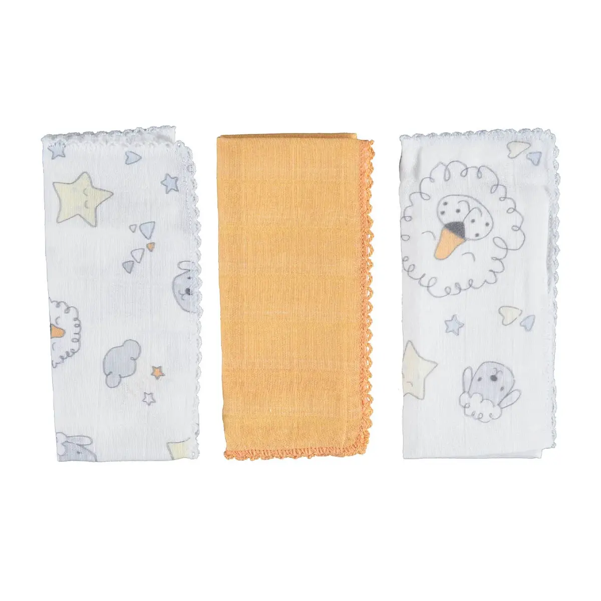 Bibaby Mendil Müslin 3lü Animals Ekru