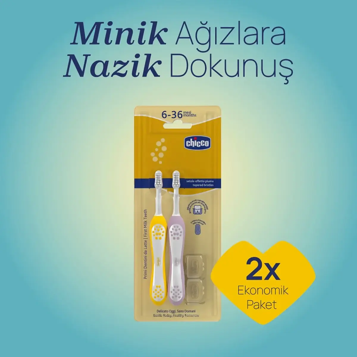 Chicco Diş Fırçası 6-36 Ay Yaş Lilac-Mustard 2'li