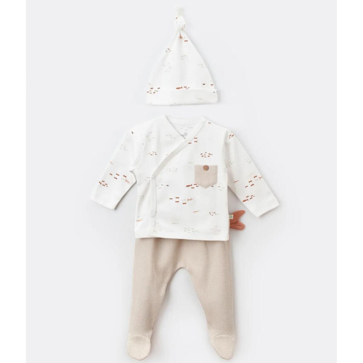 Bibaby Organik Zıbın Takımı 3lü Magic Starfish Latte